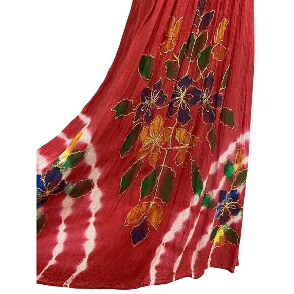Boho Rust Gauze Embroidered Tie Dye House Dress Women’s size M - Picture 3 of 5